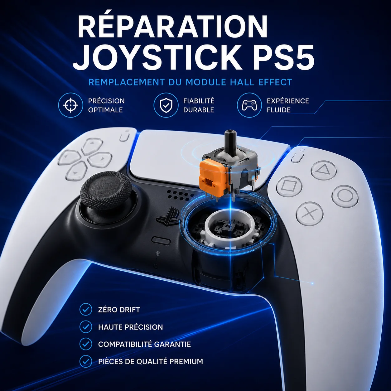 Réparation Joystick PS5 — Module Hall Effect