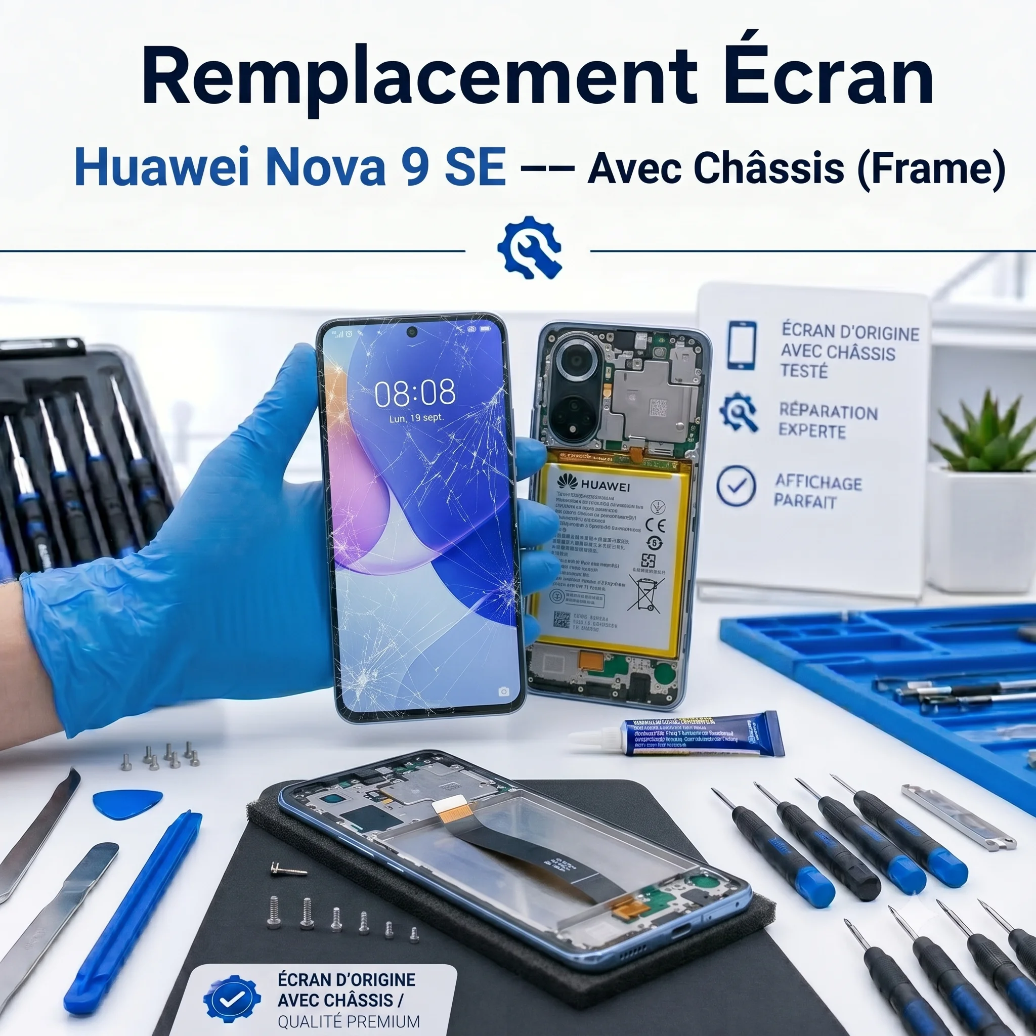 Remplacement Écran Huawei Nova 9 SE — Avec Châssis (Frame)